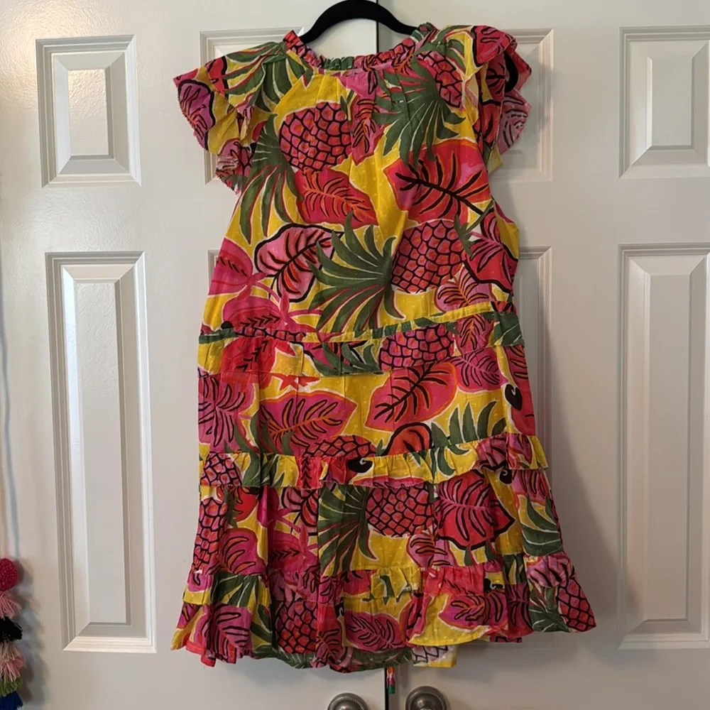 Farm Rio Vibrant Pink and Yellow Sleeveless Dress - Picture 3 of 4